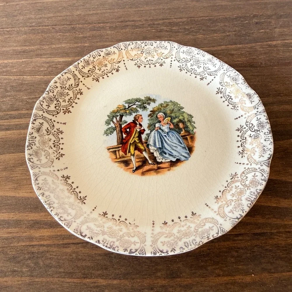 Vintage Romantic Victorian Courting Couple‎ Collector Plate Cottagecore Decor